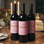 40th Birthday Name 1986 Pink Gold Elegant Chic Wine Label<br><div class="desc">1986 Vintage 40th Birthday Pink & Gold Elegant Wine Label. Celebrate your milestone with our exclusive 1986 Vintage 40th birthday wine label. The meticulously designed label with stunning pink and gold hues effortlessly enhances the visual appeal of your favourite wine. The year 1986, prominently featured on the label, adds a...</div>