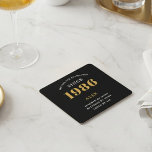 40th Birthday Name 1986 Year Black Gold Custom Square Paper Coaster<br><div class="desc">Premium 40th Birthday Black and Gold Personalized Paper Coasters - Celebration Elegance. Celebrate a milestone birthday in style with our chic, premium-quality, 40th Birthday paper coasters. Exquisitely designed with a striking black and gold color scheme, these coasters add a touch of luxury and sophistication to any 40th birthday bash. Express...</div>