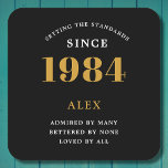 40th Birthday Name Year Black Gold Elegant Chic<br><div class="desc">Premium 40th Birthday Black and Gold Personalised Paper Coasters - Celebration Elegance. Celebrate a milestone birthday in style with our chic, premium-quality, 40th Birthday paper coasters. Exquisitely designed with a striking black and gold colour scheme, these coasters add a touch of luxury and sophistication to any 40th birthday bash. Express...</div>