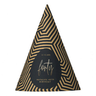 40th birthday navy blue gold modern party hat