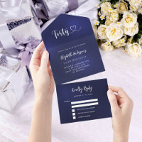 40th Birthday navy blue silver rsvp