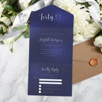 40th Birthday navy blue silver rsvp