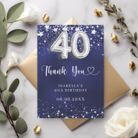 40th birthday navy blue silver stars