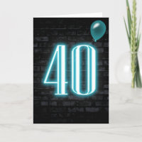 40th Birthday Neon Sign on Brick