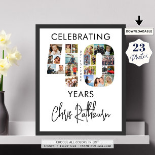 40th Birthday Number 40 23 Photo Collage Poster