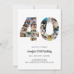 40th Birthday Number 40 Custom Photo Collage Invitation<br><div class="desc">Mark forty years of wonderful memories and adventures with this captivating 40th Birthday Number Photo Collage. This customisable template is the perfect blend of creativity and sentiment, allowing you to create a truly memorable gift for your loved one's special day. Capture the essence of incredible years in a single masterpiece...</div>