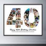 40th Birthday Number 40 Photo Collage Anniversary<br><div class="desc">Mark forty years of wonderful memories and adventures with this captivating 40th Birthday Number Photo Collage. This customisable template is the perfect blend of creativity and sentiment, allowing you to create a truly memorable gift for your loved one's special day. Capture the essence of ten incredible years in a single...</div>