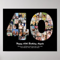 40th Birthday Number 40 Photo Collage Gift