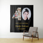 40th Birthday Number 40 Photo Collage Modern Black Tapestry<br><div class="desc">Mark forty years of wonderful memories and adventures with this captivating 40th Birthday Number Photo Collage. This customisable template is the perfect blend of creativity and sentiment, allowing you to create a truly memorable gift for your loved one's special day. Capture the essence of incredible years in a single masterpiece...</div>