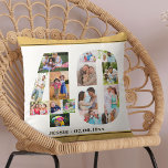 40th Birthday Number 40 Photo Collage Neutral Cushion<br><div class="desc">Personalised 40th Birthday Gift. This custom decorative pillow has a neat photo collage shaped into a number 40 with neutral beige sand / muted yellow borders and bronze modern typography. The template is set up ready for you to add your photographs, working clockwise round each number as well as you...</div>