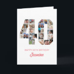 40th Birthday Number 40 Photo Collage Personalised Card<br><div class="desc">Celebrate momentous 40th Birthday with this cute card. It's a personalised photo collage birthday card that allows you to create a truly unique and memorable design. This customisable template lets you insert your own cherished photos, capturing the precious moments throughout the year. This custom card is perfect for commemorating your...</div>