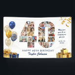 40th Birthday Number 40 Photo Collage White Gold Banner<br><div class="desc">Make a big statement on their big day with this Custom Photo Collage Birthday Party Banner. Turn your favorite memories into a stunning visual celebration. Featuring a bold number-shaped photo collage, this design allows you to showcase a lifetime of highlights or the best moments from the past year. Whether it’s...</div>