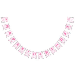 40th Birthday Number Pattern Pink and White Bunting
