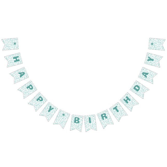 40th Birthday Number Pattern Teal and White Bunting (All)