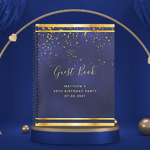 40th Birthday Party 40 dark blue gold guest book