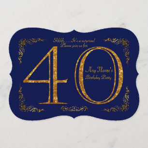 40th,Birthday party 40th,great Gatsby,Navy & gold Invitation