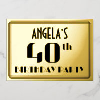 40th Birthday Party: Art Deco Look “40” and Name