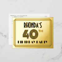 40th Birthday Party ~ Art Deco Style “40” + Name
