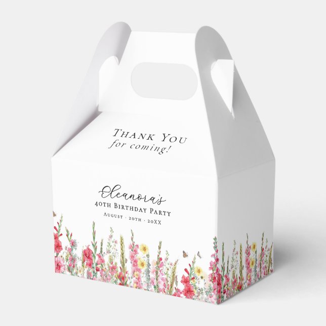 40th Birthday Party August Birth Month Flower Favour Box (Front Side)