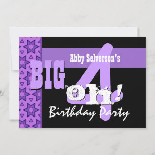 40th Birthday Party - Big 4 Oh Purple Flowers G207 Invitation