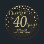 40th Birthday Party Black and Gold Diamond Paper Plate<br><div class="desc">40th Birthday Party Black and Gold Diamond Paper Plate</div>