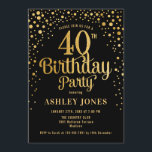 40th Birthday Party - Black & Gold Invitation<br><div class="desc">40th Birthday Party Invitation.
Elegant design in black and faux glitter gold. Features stylish script font and confetti. Message me if you need custom age.</div>