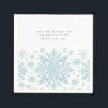 40th Birthday Party Blue White Snowflake Winter Napkin<br><div class="desc">Very elegant blue watercolor snowflakes create a pretty border along the bottom of this birthday custom napkin. Modern and minimalist design has an open and airy feel. The contemporary aesthetic will appeal to people of all ages.</div>