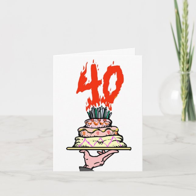 40th Birthday Party Cake Personalised  Card (Front)
