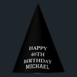 40th Birthday Party Celebration Black Adult Party Hat<br><div class="desc">Black and white celebration,  40th Birthday party hats.</div>