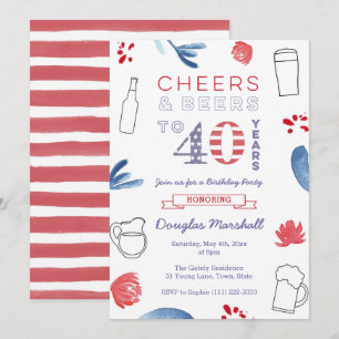 40th Birthday Party, Cheers and Beers Invitation