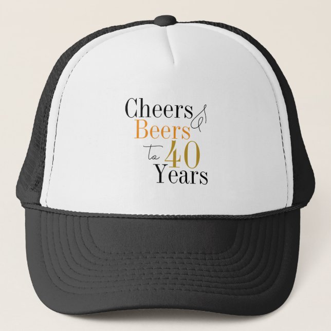 40th Birthday Party Cheers Beer Minimal Trucker Hat (Front)