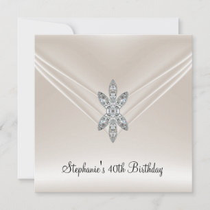 40th Birthday Party Cream Diamond Jewel Invitation