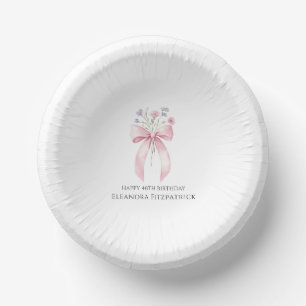 40th Birthday Party Custom Bow Wildflower Paper Plate