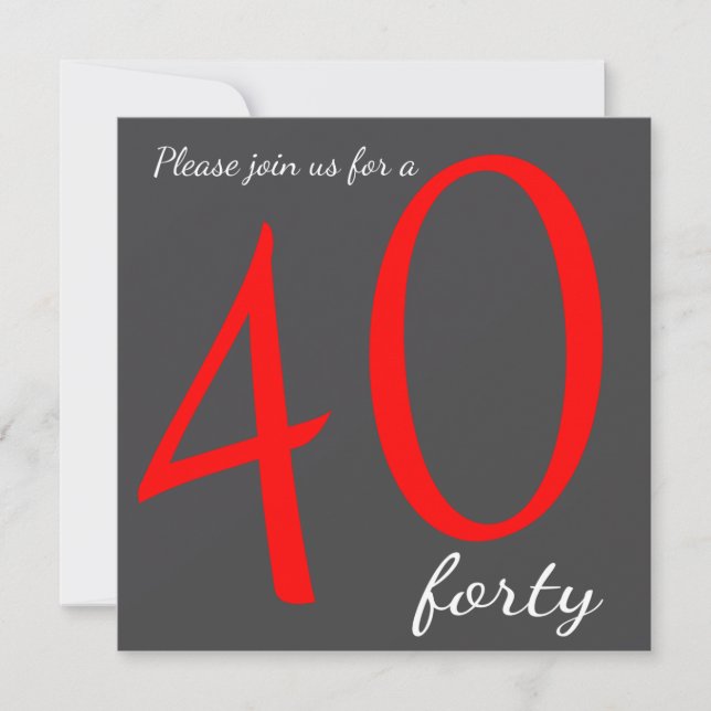 40th Birthday Party  | DIY Text Invitation (Front)