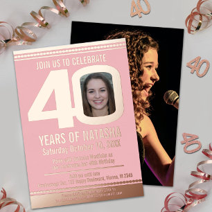 40th Birthday party dusty pink gold foil photo