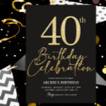 40th Birthday Party Elegant Black & Gold Glitter Invitation<br><div class="desc">40th Birthday Party Elegant Black & Gold Glitter Invitation

Use this simple and modern invitation template! Just edit text ,  download it or print it!</div>