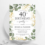 40th Birthday Party Eucalyptus Watercolor Invitation<br><div class="desc">Elegant botanical 40th birthday party invitation. Classy design features hand painted watercolor greenery eucalyptus wreath foliage and script font.  Printed Zazzle invitations or instant download digital printable template. Personalise with your own details. Message me if you need further customisation.</div>