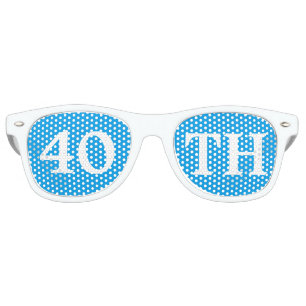 40th Birthday Party Favor Cool Blue White Retro Sunglasses