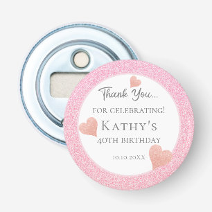 40th Birthday Party Favors Pink Hearts Bottle Opener