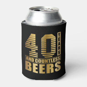 40th Birthday Party Favour Back and Gold Can Cooler