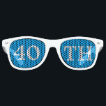 40th Birthday Party Favour Cool Blue White Retro Sunglasses<br><div class="desc">40th birthday party shades for an awesome fortieth bday or anniversary bash. Cool blue party favour glasses with cute white text. Festive sunglasses for someone turning 40. Celebrate being forty!</div>