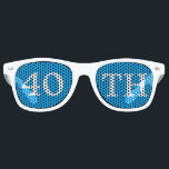 40th Birthday Party Favour Cool Blue White Retro Sunglasses<br><div class="desc">40th birthday party shades for an awesome fortieth bday or anniversary bash. Cool blue party favour glasses with cute white text. Festive sunglasses for someone turning 40. Celebrate being forty!</div>
