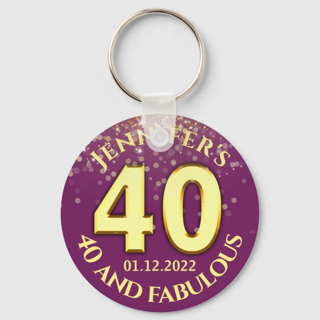 40th Birthday party favour Key Ring (Front)