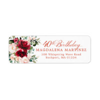 40th Birthday Party Floral Return Address Label