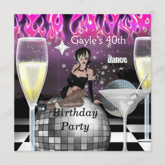 40th Birthday Party Girls Night Out Champagne Invitation