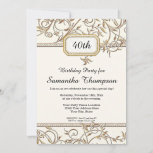 40th Birthday Party Glam Old Hollywood Regency Invitation