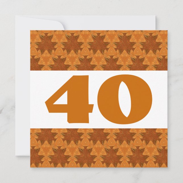 40th Birthday Party Gold Stylised Leaves W917 Invitation (Front)