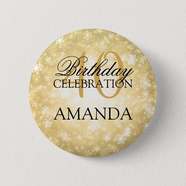 40th Birthday Party Gold Winter Wonderland 6 Cm Round Badge (Front)