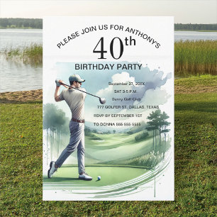 40th Birthday Party Golfer Adult Par Sports Golf Invitation