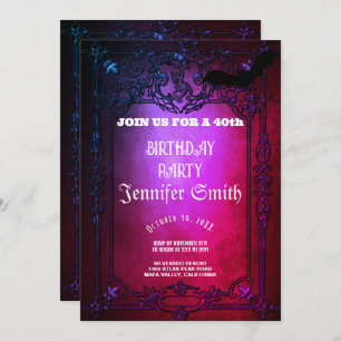 40th Birthday Party Gothic Red Invitation